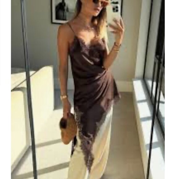 NWT Zara Satin Effect Lace Dress - Picture 3 of 15